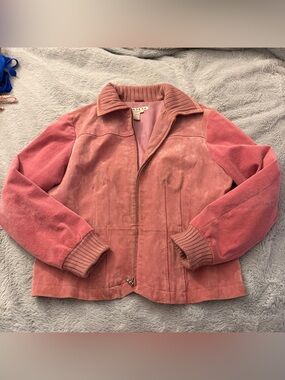 Ami Pink Suede & Corduroy Bomber Jacket